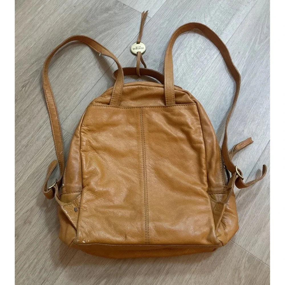 Vintage Margot New York Kimmie Genuine Leather Women's Backpack‎ Camel Tan